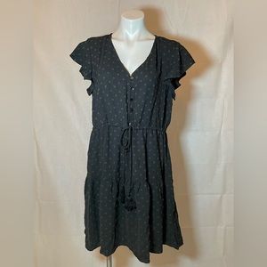 Missky Womens Dress All Black Dotted Dress L